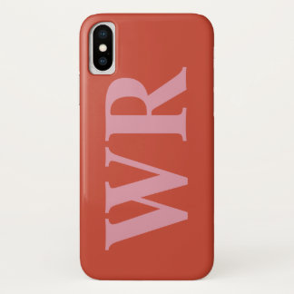 Big Monogram Letters Soft Red and Pink Bold Style iPhone X Case