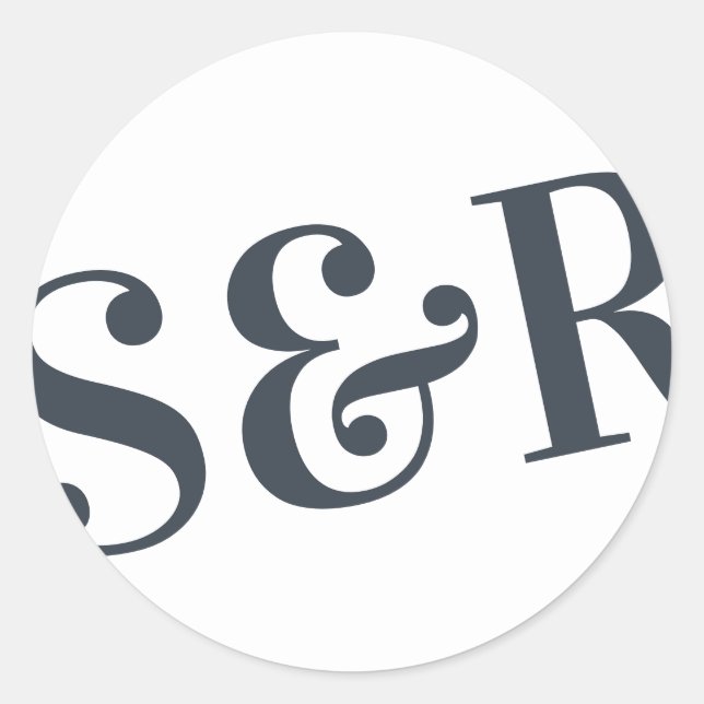 Big Monogram Modern Bold Simple Wedding Classic Round Sticker (Front)