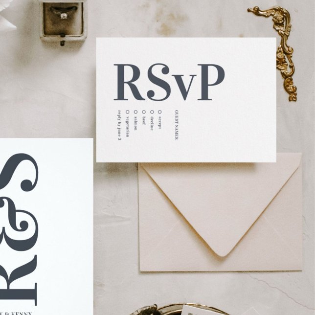 Big Monogram Modern Bold Simple Wedding RSVP Card (Creator Uploaded)