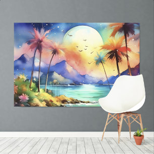 Big moon Tropical XL art Canvas Print