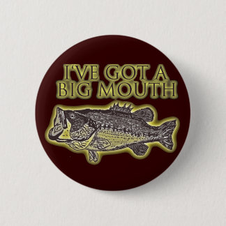 big mouth bass 6 cm round badge