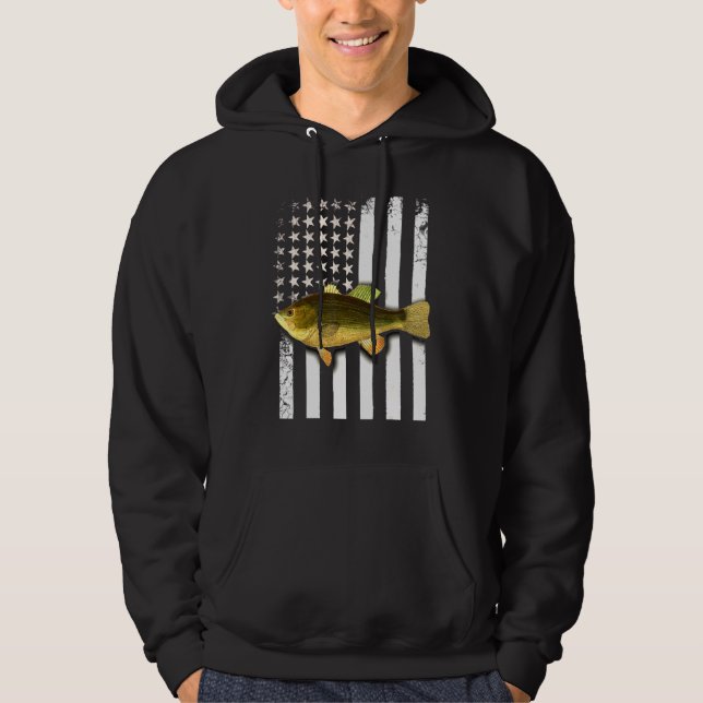 Big Mouth Bass American Flag USA Large Mouth Bass  Hoodie (Front)