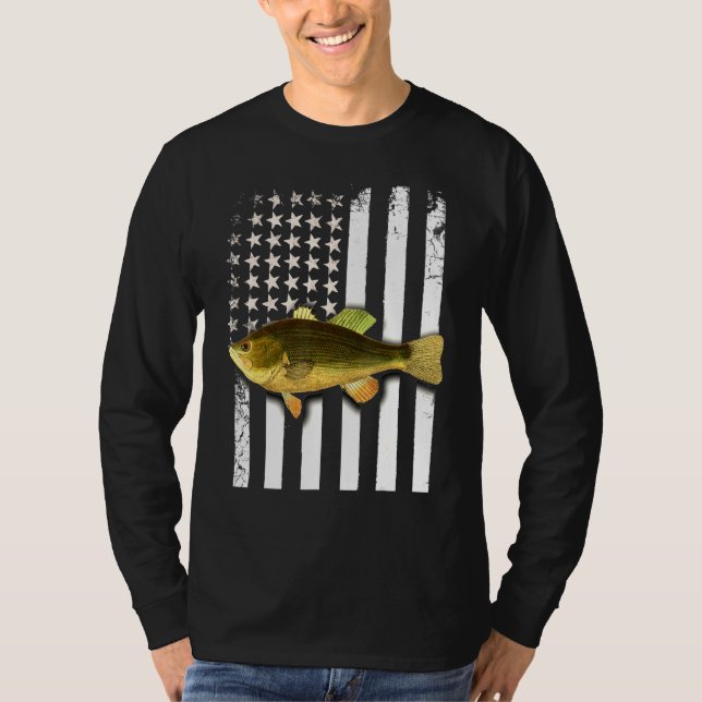 Big Mouth Bass American Flag USA Large Mouth Bass  T-Shirt (Front)