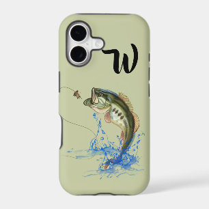 Big Mouth Bass Fish Jumping Monogram
