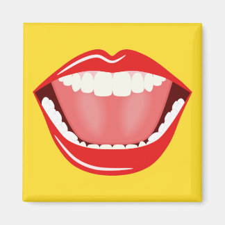 Big Mouth Cool Humour Funny Square Magnet