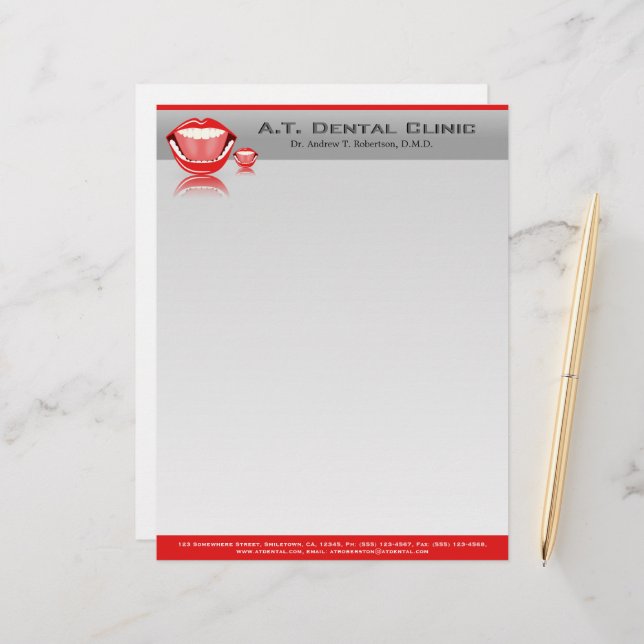 Big Mouth Dentist Professional Dental Letterhead (Front/Back In Situ)