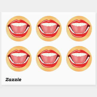 Big Mouth Funny Cool Laughing Round Stickers
