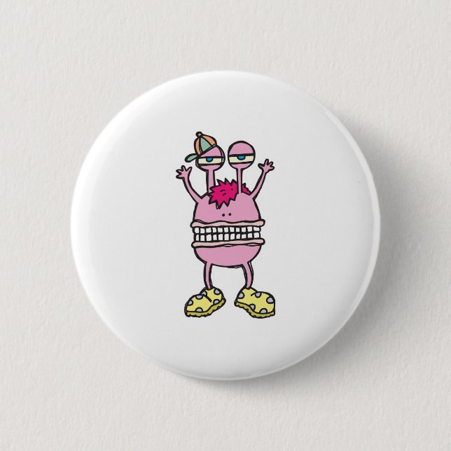 big mouth funny monster 6 cm round badge (Front)