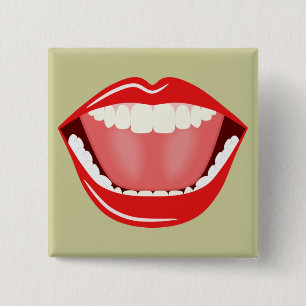 Big Mouth Humour Laughing Funny Square Buttons