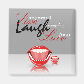 Big Mouth Live Laugh Laugh Square Fridge Magnets