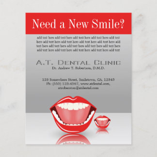 Big Mouth Small Dentist Dentistry Dental Red Grey Flyer