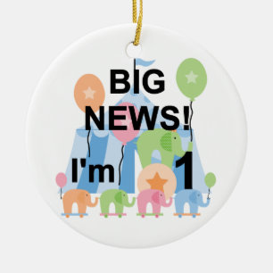 Big News Circus 1st Birthday T-shirts and Gifts Ceramic Tree Decoration