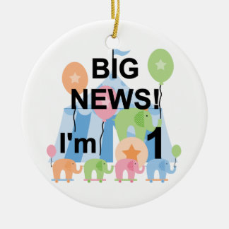 Big News Circus 1st Birthday T-shirts and Gifts Ceramic Tree Decoration