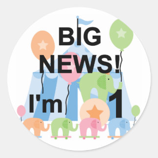 Big News Circus 1st Birthday T-shirts and Gifts Classic Round Sticker