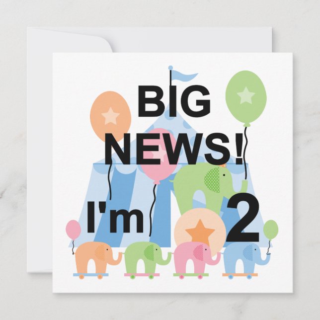 Big News Circus 2nd Birthday T-shirts and Gifts Card (Front)