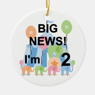 Big News Circus 2nd Birthday T-shirts and Gifts Ceramic Tree Decoration