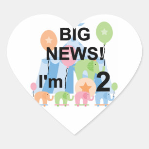 Big News Circus 2nd Birthday T-shirts and Gifts Heart Sticker