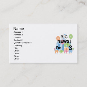 Big News Circus 3rd Birthday Tshirts and Gifts Business Card