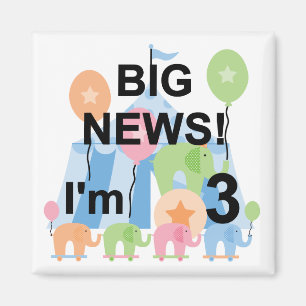 Big News Circus 3rd Birthday Tshirts and Gifts Magnet