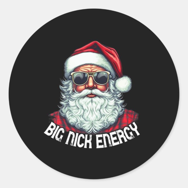 Big Nick Energy Fun Santa Christmas 1 Classic Round Sticker (Front)