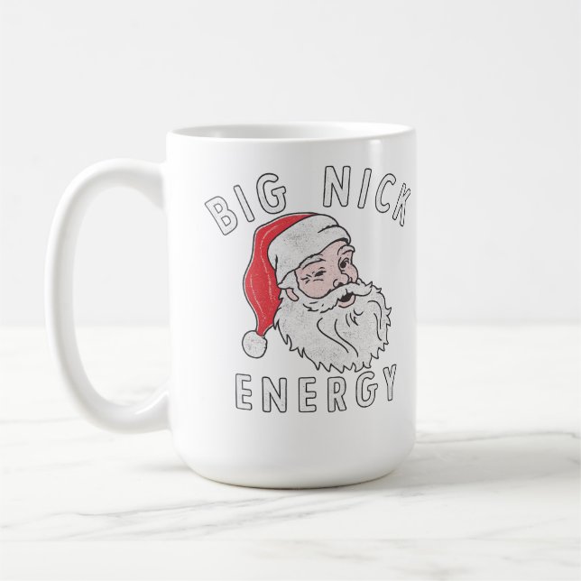 Big Nick Energy – Funny Santa Christmas Design Coffee Mug (Left)