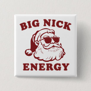 Big Nick Energy Funny Santa Christmas Vintage 15 Cm Square Badge