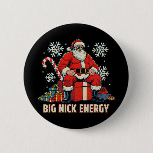 Big Nick Energy Funny Santa Christmas Vintage  6 Cm Round Badge