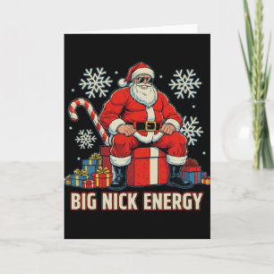 Big Nick Energy Funny Santa Christmas Vintage Card