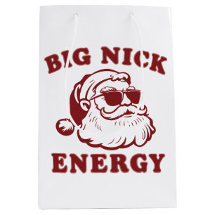 Big Nick Energy Funny Santa Christmas Vintage  Medium Gift Bag