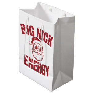 Big Nick Energy Funny Santa Rude Christmas Joke  Medium Gift Bag