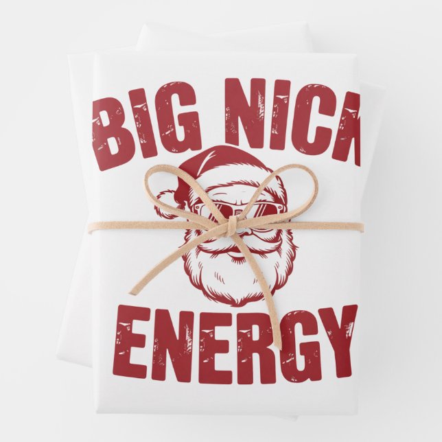 Big Nick Energy Funny Santa Rude Christmas Joke  Wrapping Paper Sheet (In situ)