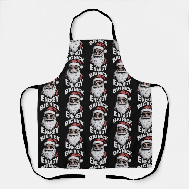 Big Nick Energy Funny Santa Sunglasses Christmas  Apron (Front)
