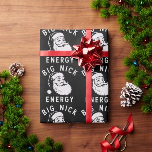 Big Nick Energy Funny Xmas Fat Santa Claus Saint Wrapping Paper