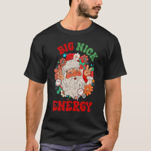 Big Nick Energy Retro Hippie Santa Claus Christmas T-Shirt
