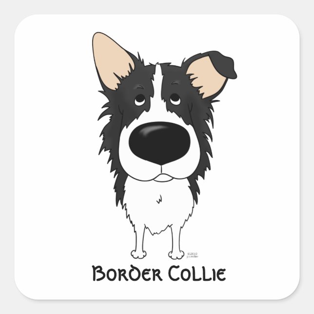 Big Nose Border Collie Square Sticker (Front)