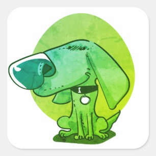 big nose funny dog cartoon square sticker