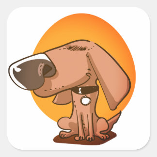 big nose funny dog cartoon square sticker