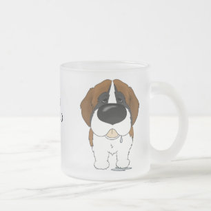 Big Nose Saint Bernard Frosted Glass Coffee Mug
