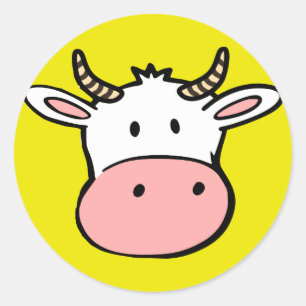 Big nosed cartoon cow classic round sticker