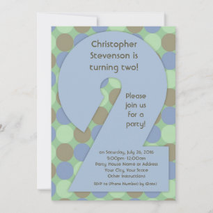 Big Number 2 2nd Boys Birthday Party Invitations, Invitation