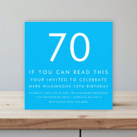 Big Number 70 Eye Test Birthday Invitation