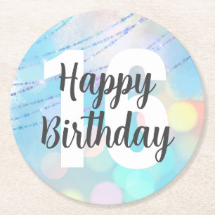 Big Number Bokeh Birthday Coasters