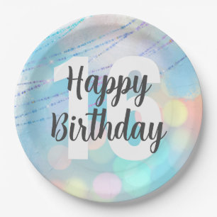 Big Number Bokeh Birthday Party Napkins Paper Plate