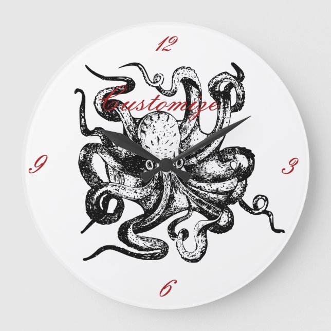 Big octopus Thunder_Cove Large Clock (Front)