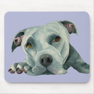 Big Ol' Head - Pit Bull Dog Watercolor Painting Mouse Pad