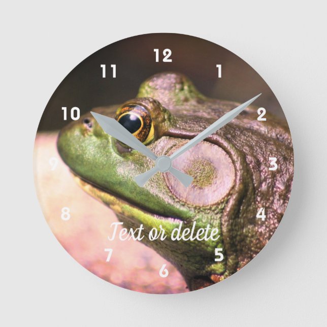 Big Old Bullfrog Face Nature Personalised Round Clock (Front)