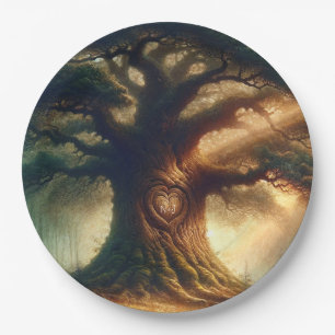 Big Old Oak Tree Enchanted Rustic Forest Wedding Paper Plate