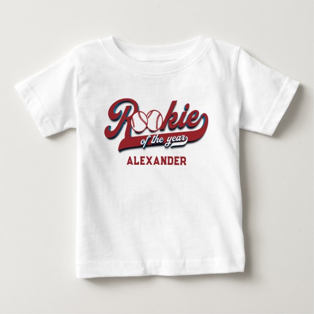 Big One Baseball Rookie Of The Year First Birthday Baby T-Shirt (Front)