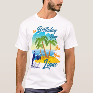 Big One Birthday Boy Beach Theme Personalised Name T-Shirt