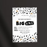 BIG One First Birthday invitation<br><div class="desc">Perfect for a Notorious One party for your smalls that's getting Biggie! 90's Rap/ Hip hop Theme first Birthday invitation.
Design features bold text and a 90's squiggle pattern.</div>